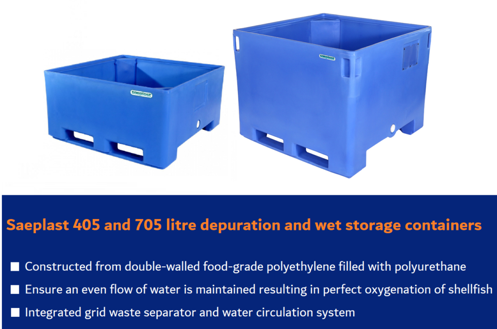 Saeplast 405 and 705 from GW Containers. Depuration containers for shellfish